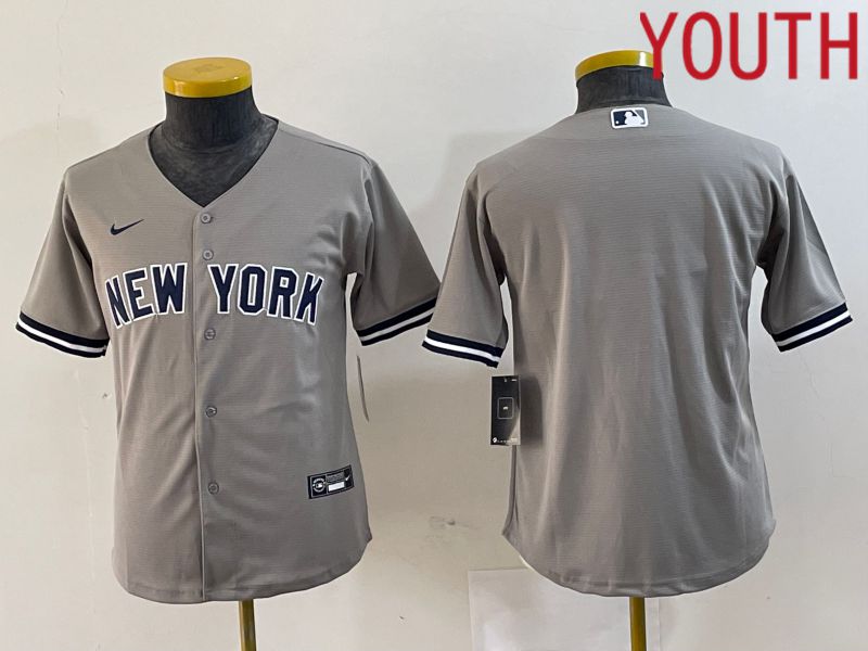 Youth New York Yankees Blank Grey Nike 2024 Game MLB Jersey style 1->youth mlb jersey->Youth Jersey